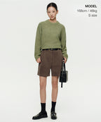 MUSINSA STANDARD WOMAN MUSINSA STANDARD WOMAN Women's Bookle Relaxed Crew Neck Knit [Light Moss]