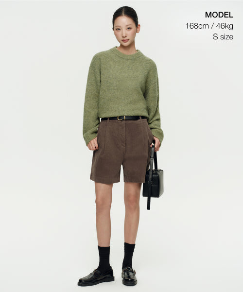 MUSINSA STANDARD WOMAN MUSINSA STANDARD WOMAN Women's Bookle Relaxed Crew Neck Knit [Light Moss]