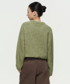 MUSINSA STANDARD WOMAN MUSINSA STANDARD WOMAN Women's Bookle Relaxed Crew Neck Knit [Light Moss]