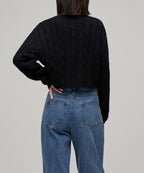MUSINSA STANDARD WOMAN MUSINSA STANDARD WOMAN Women's Angora Blend Cable Crop Knit Black
