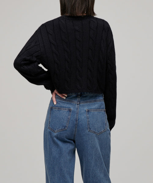 MUSINSA STANDARD WOMAN MUSINSA STANDARD WOMAN Women's Angora Blend Cable Crop Knit Black