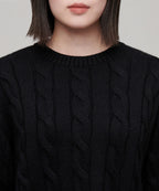 MUSINSA STANDARD WOMAN MUSINSA STANDARD WOMAN Women's Angora Blend Cable Crop Knit Black