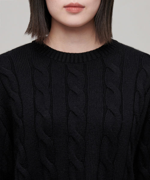 MUSINSA STANDARD WOMAN MUSINSA STANDARD WOMAN Women's Angora Blend Cable Crop Knit Black