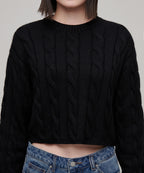 MUSINSA STANDARD WOMAN MUSINSA STANDARD WOMAN Women's Angora Blend Cable Crop Knit Black