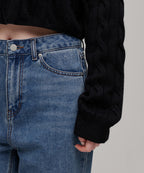 MUSINSA STANDARD WOMAN MUSINSA STANDARD WOMAN Women's Angora Blend Cable Crop Knit Black