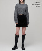 MUSINSA STANDARD WOMAN MUSINSA STANDARD WOMAN Women's Angora Blend Cable Crop Knit [Medium Gray]