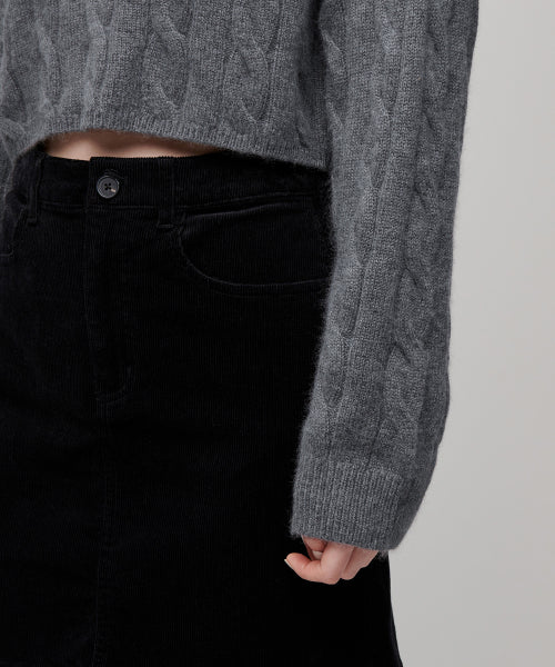 MUSINSA STANDARD WOMAN MUSINSA STANDARD WOMAN Women's Angora Blend Cable Crop Knit [Medium Gray]