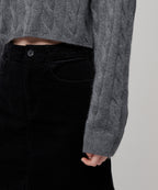 MUSINSA STANDARD WOMAN MUSINSA STANDARD WOMAN Women's Angora Blend Cable Crop Knit [Medium Gray]