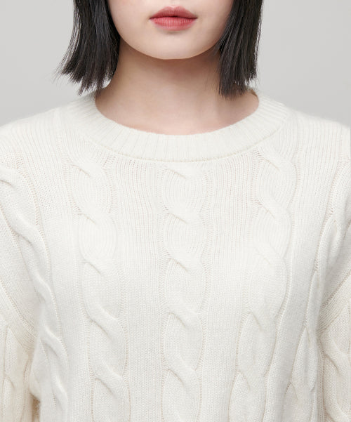 MUSINSA STANDARD WOMAN MUSINSA STANDARD WOMAN Women's Angora Blend Cable Crop Knit [Size]