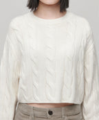 MUSINSA STANDARD WOMAN MUSINSA STANDARD WOMAN Women's Angora Blend Cable Crop Knit [Size]