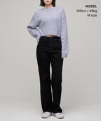 MUSINSA STANDARD WOMAN MUSINSA STANDARD WOMAN Women's Angora Blend Cable Crop Knit Light Purple