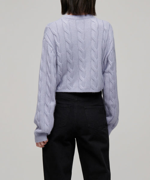 MUSINSA STANDARD WOMAN MUSINSA STANDARD WOMAN Women's Angora Blend Cable Crop Knit Light Purple