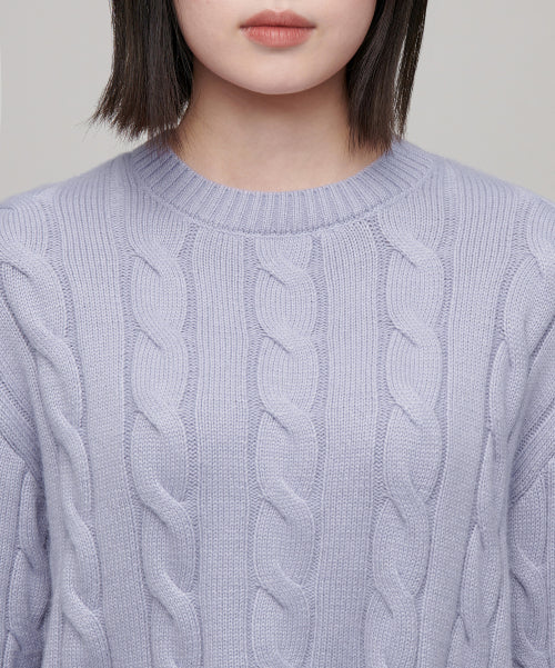 MUSINSA STANDARD WOMAN MUSINSA STANDARD WOMAN Women's Angora Blend Cable Crop Knit Light Purple