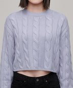 MUSINSA STANDARD WOMAN MUSINSA STANDARD WOMAN Women's Angora Blend Cable Crop Knit Light Purple