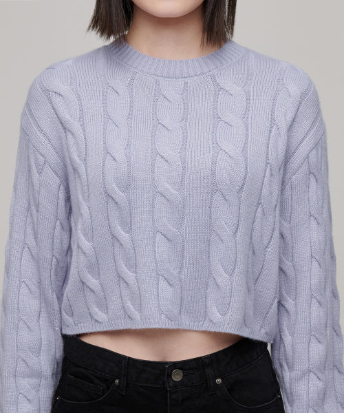MUSINSA STANDARD WOMAN MUSINSA STANDARD WOMAN Women's Angora Blend Cable Crop Knit Light Purple