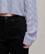 MUSINSA STANDARD WOMAN MUSINSA STANDARD WOMAN Women's Angora Blend Cable Crop Knit Light Purple