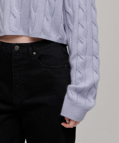 MUSINSA STANDARD WOMAN MUSINSA STANDARD WOMAN Women's Angora Blend Cable Crop Knit Light Purple