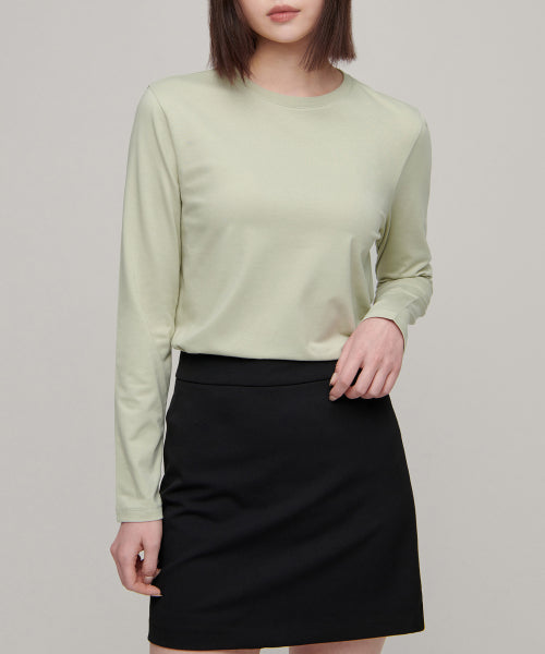 MUSINSA STANDARD WOMAN MUSINSA STANDARD WOMAN T-Shirt Women's Flexible Crew Neck Long Sleeve [Pale Green]