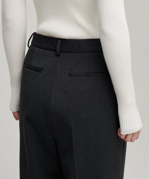 MUSINSA STANDARD WOMAN MUSINSA STANDARD WOMAN Slacks High Waist Wide [Charcoal Gray]