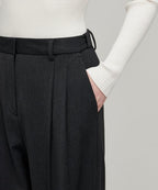 MUSINSA STANDARD WOMAN MUSINSA STANDARD WOMAN Slacks High Waist Wide [Charcoal Gray]