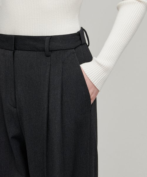 MUSINSA STANDARD WOMAN MUSINSA STANDARD WOMAN Slacks High Waist Wide [Charcoal Gray]
