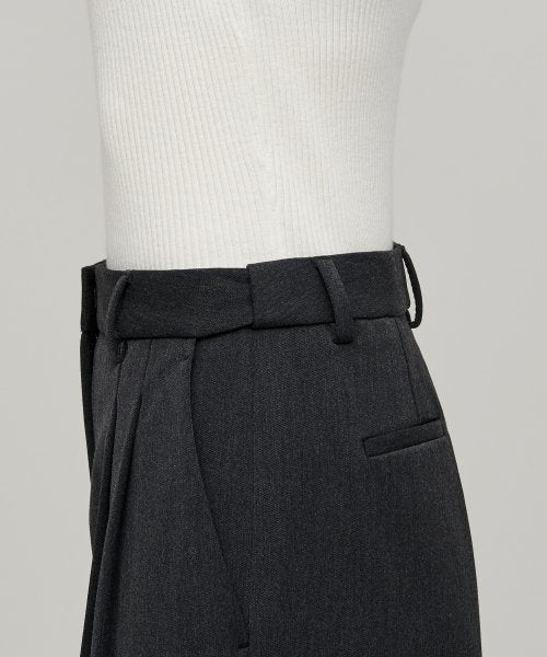 MUSINSA STANDARD WOMAN MUSINSA STANDARD WOMAN Slacks High Waist Wide [Charcoal Gray]