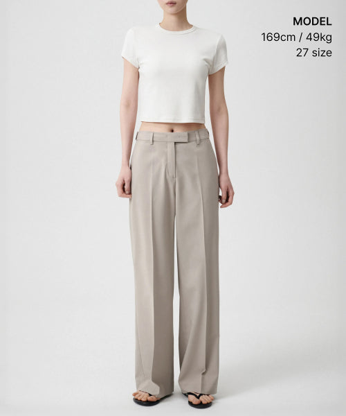 MUSINSA STANDARD WOMAN MUSINSA STANDARD WOMAN Slacks Wide Hidden Banding Light Beige