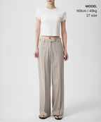 MUSINSA STANDARD WOMAN MUSINSA STANDARD WOMAN Slacks Wide Hidden Banding Light Beige