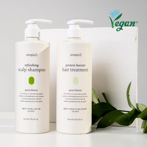 SIMPLYO Refreshing Scalp Care Hair Bundle 500ml Bundle (Shampoo + 16 Protein Treatments) 2 Types of Fragrance