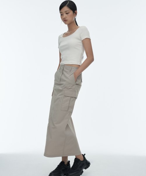 MUSINSA STANDARD WOMAN MUSINSA STANDARD WOMAN Women's Cargo Maxi Skirt [Light Beige]