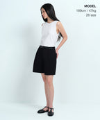 MUSINSA STANDARD WOMAN MUSINSA STANDARD WOMAN Women's Two-Tuck Wide Chino Shorts (Black)