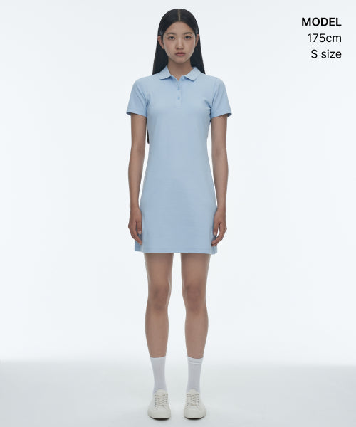 MUSINSA STANDARD WOMAN MUSINSA STANDARD WOMAN Women’s Pique Polo One-Piece (Pastel Blue)