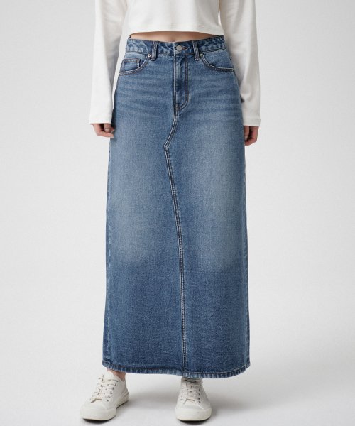MUSINSA STANDARD WOMAN MUSINSA STANDARD WOMAN Denim Maxi Skirt Medium Indigo