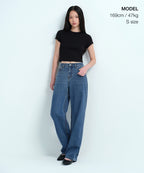 MUSINSA STANDARD WOMAN MUSINSA STANDARD WOMAN Women's Slim Crop Crew Neck T-Shirt [Black]