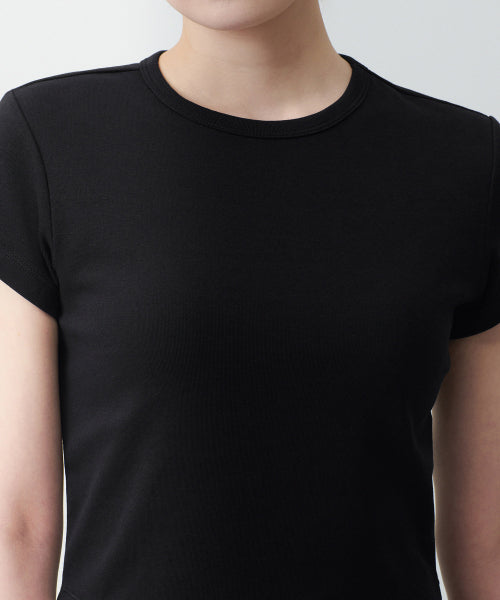 MUSINSA STANDARD WOMAN MUSINSA STANDARD WOMAN Women's Slim Crop Crew Neck T-Shirt [Black]