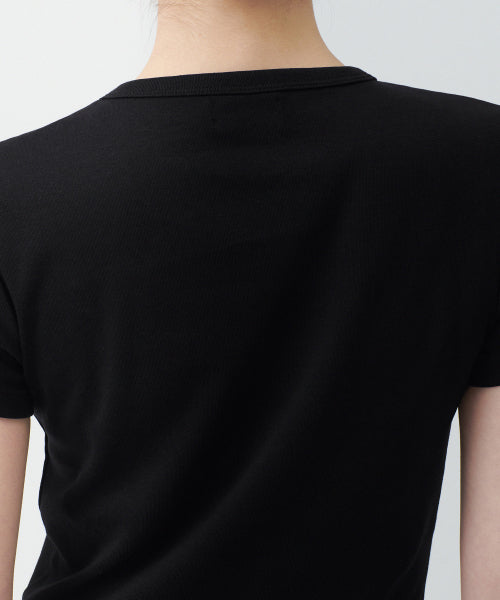 MUSINSA STANDARD WOMAN MUSINSA STANDARD WOMAN Women's Slim Crop Crew Neck T-Shirt [Black]