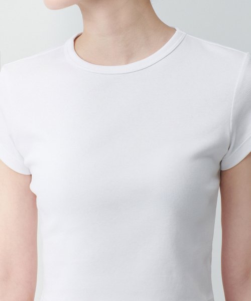 MUSINSA STANDARD WOMAN MUSINSA STANDARD WOMAN Women's Slim Crop Crew Neck T-Shirt [White]
