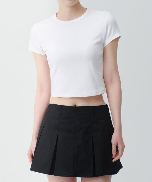MUSINSA STANDARD WOMAN MUSINSA STANDARD WOMAN Women's Slim Crop Crew Neck T-Shirt [White]