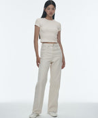 MUSINSA STANDARD WOMAN MUSINSA STANDARD WOMAN Women's Slim Crop Crew Neck T-Shirt [Cream]