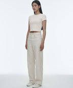 MUSINSA STANDARD WOMAN MUSINSA STANDARD WOMAN Women's Slim Crop Crew Neck T-Shirt [Cream]
