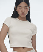 MUSINSA STANDARD WOMAN MUSINSA STANDARD WOMAN Women's Slim Crop Crew Neck T-Shirt [Cream]