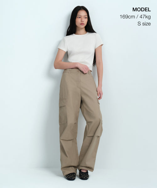 MUSINSA STANDARD WOMAN MUSINSA STANDARD WOMAN Women's Slim Crop Crew Neck T-Shirt [Cream]