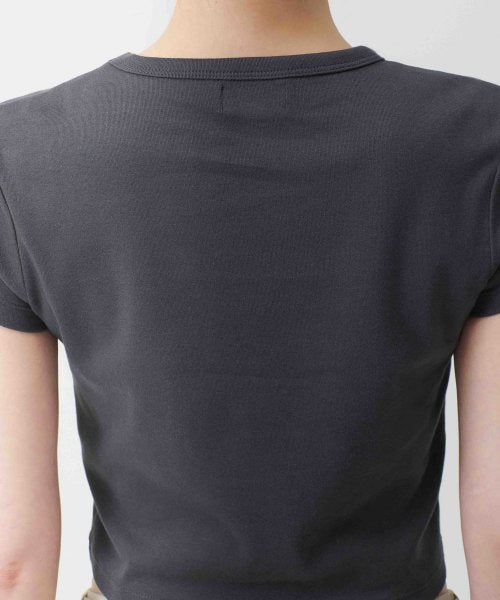 MUSINSA STANDARD WOMAN MUSINSA STANDARD WOMAN Women's Slim Crop Crew Neck T-Shirt (Dark Gray)