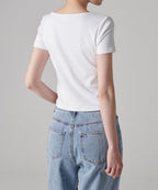 MUSINSA STANDARD WOMAN MUSINSA STANDARD WOMAN Women's Slim Square Neck T-Shirt (White)