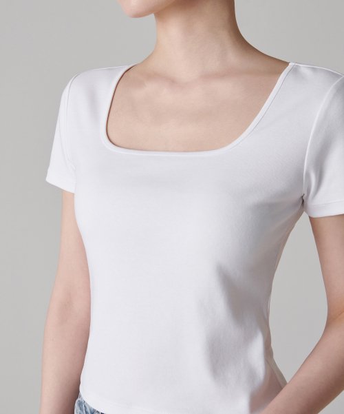 MUSINSA STANDARD WOMAN MUSINSA STANDARD WOMAN Women's Slim Square Neck T-Shirt (White)