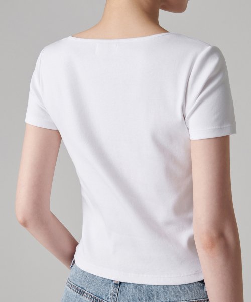 MUSINSA STANDARD WOMAN MUSINSA STANDARD WOMAN Women's Slim Square Neck T-Shirt (White)