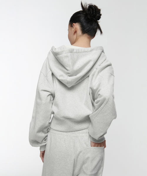 MUSINSA STANDARD WOMAN MUSINSA STANDARD WOMAN Women's Hoodie Crop Zip-up (Melange Light Gray)