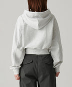 MUSINSA STANDARD WOMAN MUSINSA STANDARD WOMAN Women's Hoodie Crop Zip-up (Melange Light Gray)