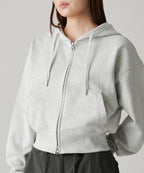 MUSINSA STANDARD WOMAN MUSINSA STANDARD WOMAN Women's Hoodie Crop Zip-up (Melange Light Gray)