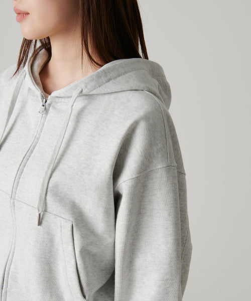 MUSINSA STANDARD WOMAN MUSINSA STANDARD WOMAN Women's Hoodie Crop Zip-up (Melange Light Gray)